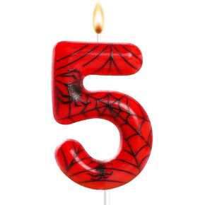 Number 4 Spider Themed Birthday Candle Number Candles Birthday Cake Topper Candles Spiderweb Birthday Candles for Boys Girls Spider Party Decoration Supplies (Number 4)