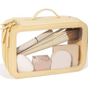 TSA Approved Cute Clear Makeup Bag Double Sided Cosmetic Car Toiletry Travel Essentials Train Case Pouch for Women, Clear Makeup Bags with Zipper, Small Makeup Bag Clear Travel Make Up