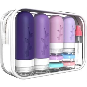 Travel Containers for Toiletries, 18pack TSA Approved Travel Size Containers for Toiletries,travel bottles for Toiletries,travel Jars or Personal Travel Essentials, Purple