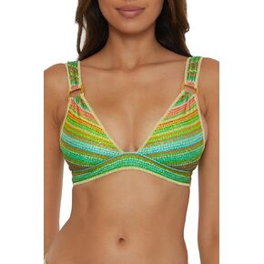 BECCA Women's Standard Rainbow Sunset Halter Bikini Top, Adjustable, Tie Back, Swimwear Separates