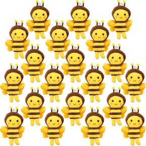20 Pack 5 Inch Cute Bee Stuffed Animal Toys Lifelike Plush Bee Soft Plush Honeybee Keychain for Room Decoration Baby Shower Holiday Birthday Animal Theme Party Favors