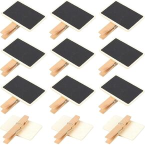 Juvale Mini Blackboard Clips - 12-Set Chalkboard Tag Signs, Wooden Message Board for Memo, Note Taking, Food Label, Party - Rectangle, 2.6 x 2.3 x 0.5 inches