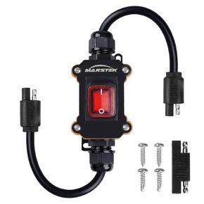 12V Inline Power Switch, IP67 Waterproof SAE to SAE Cable with On/Off Switch, 14AWG Heavy Duty Quick Connect/Disconnect for Solar Panels, RVs, Motorcycles, and More