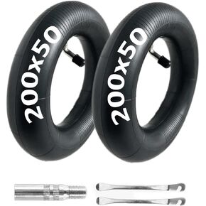 200x50 Inner Tube Scooter Tires, for Razor E100, E150, E200, Power Core E100, Dune Buggy, ePunk, Crazy Cart, PowerRider 360, eSpark Scooter Tire [Valve Extension and Tire Levers] (2 Pack)