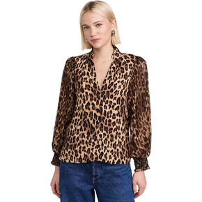 بلوزة نسائية من Alice + olivia ذات أكمام مطوية وأزرار من Ilan in Kuwait