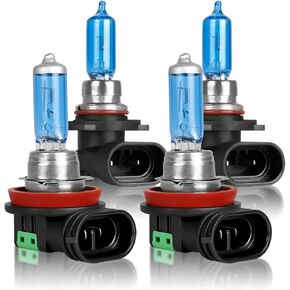 SHENKENUO Fit For Camry (2007-2018) 9005 High Beam + H11 Low Beam Ultra - High Performance Halogen Headlight Bulbs Combo,Plug-n-Play,Pack of 4 (Year:2007-2018)