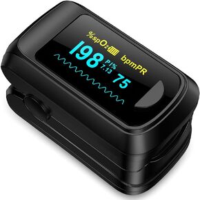 Fingertip Pulse Oximeter Blood Oxygen Saturation Monitor, Heart Rate and Fast Spo2 Reading Oxygen Meter with OLED Display Screen with AAA Batteries
