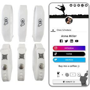 Silicone NFC/QR Code Networking Wristband: Your Digital Business Card & Bio Link - No App/No Subscription - Ideal Gift for Events, Summer Camp and Creatives (Black - Pack 6)