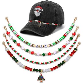 3/4PCS Trucker Hat Chains Halloween Christmas Trucker Hat Chains Heishi Beaded Chains Baseball Cap Accessories