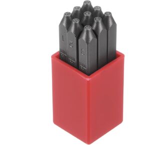HARFINGTON 9pcs Number Stamp Set 5/32" 4mm Reverse Punch High Tool Steel 0-9 Punch Press Tools Metal Stamps Set Hammer Hand Punch for Metal Plastic Wood Leather Brass Stamping