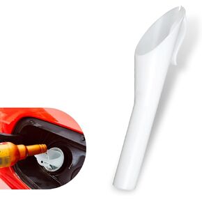 1 PC Car Fuel Filling Funnel, 6.9x0.8x1.7 Inches Fuel Tank Filter Funnel Tube, Irregular Fuel Filler Neck Cover, Compatible with Ford (White)