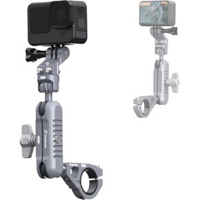 Motorcycle Phone Mount Air-Suspension Holder, with Anti-Shake Airbag Protecting Phone Lens, 360° Free Adjust for 4.7''-7.2'' Phone, Aluminum Alloy Phone Cradle for Motorcycle ATV Scooter