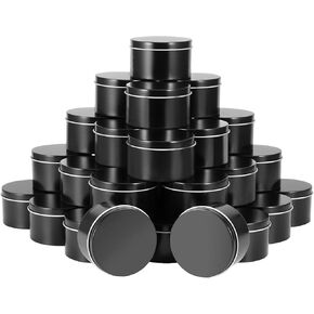 60 عبوة من علب الشموع سعة 118 مل من زوينهو، علب معدنية فارغة مستديرة مع أغطية، حاويات شموع تخزين معدنية محمولة، برطمانات علب الشموع لصنع الشموع، أسود in Kuwait