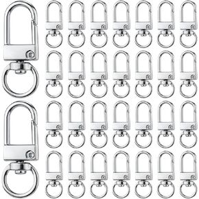 30pcs Metal Lobster Claw Clasps, 360° Swivel Lanyard Snap Hook with Key Rings Swivel Key Chains Rings Connector for Jewelry Making Keychain Purse Bag DIY Art Crafts (Silver)