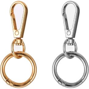 Gold Keychain Clip Snap Hooks with Key Rings Car Keychain Clip with Quick Release Key Rings Double Opening Metal Swivel Lobster Claw Clasps for Keychain Clip Lanyard, Jewelry Making, Crafts,Bags