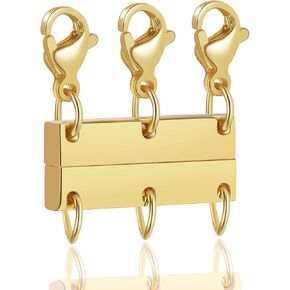 Necklace Layering Clasps Gold Necklace Separator for Layering Lightweight Necklace Stacker Clasp Multi Necklace Layering Clasp Layered Necklace Clasp for Women（Triple Buckle）
