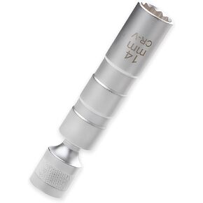 1 PC Automobile Spark Plug Sleeve, 3/8" Twelve-point 0.55" Steel Spark lug Spark Disassemble Wrench Multi-functional Repair Parts, for Most Models (Silver)
