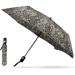 Mini Compact Animal Print Umbrella for Rain and Sun 42" Coverage, Folding to 11 Inches | Water-Resistant, Wind & Rust Resistant, and Flexible Frame | UPF 20+ Sun Blockers Fabric