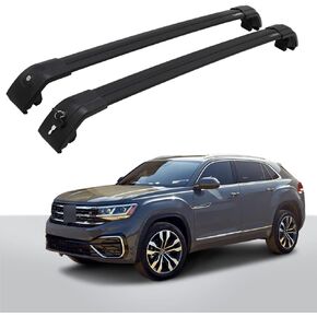 قضبان متقاطعة لرف السقف مناسبة لسيارة VW Volkswagen Atlas Cross Sport 2020-2024 شريط نقل الأمتعة قابل للقفل (مع سياج جانبي دافق) in Kuwait