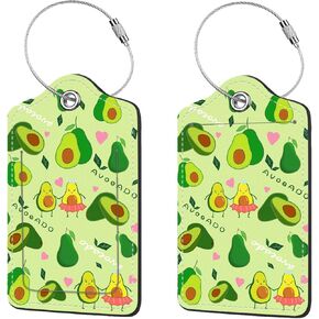 2 Pcs Luggage Tags for Suitcase, Cute Unique PU Leather Travel Bag Tag with Privacy Cover ID Label Address Card and Durable Metal Ring Suitable for Men Women Children Backpack,Cat Riding Dinosaur
