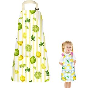 Kids Lemon Apron, Cute Kids Apron with Pocket, Adjustable Strap Apron for Kids, Kids Cooking Kitchen Chef Baking Apron