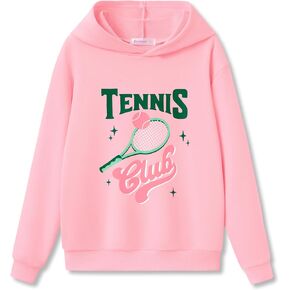 سويت شيرت أنيق بقلنسوة باللون الوردي الكرزي للفتيات الصغيرات والكبيرات - قميص بلوفر ناعم بأكمام طويلة مقاس 6-18 in Kuwait