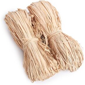 100g Natural Raffia Paper Ribbon, Raffia Ribbon Perfect for Crafts Weaving, Florist Bouquets Decoration, Christmas, Gift Wrapping, Gift Box Filler, Craft DIY (2 x 50g)