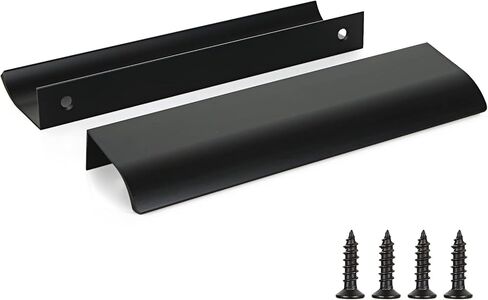APACALI 12 Inch Black Cabinet Pulls for Cabinets 10 PCS Finger Edge Drawer Pulls Handles Aluminum Back Mount Cabinet Handles Modern Style Drawer Handles for Kitchen Room Door 300mm in Kuwait
