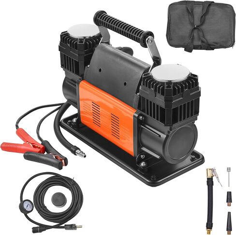VEVOR 10.6 CFM Heavy Duty Air Compressor, 30s Fast Inflation | Dual-Cylinder Portable Tire Inflator, 12V 150PSI Offroad Air Pump with Adapters for Trucks Car SUV 4 x 4 Vehicle RV in Saudi Arabia