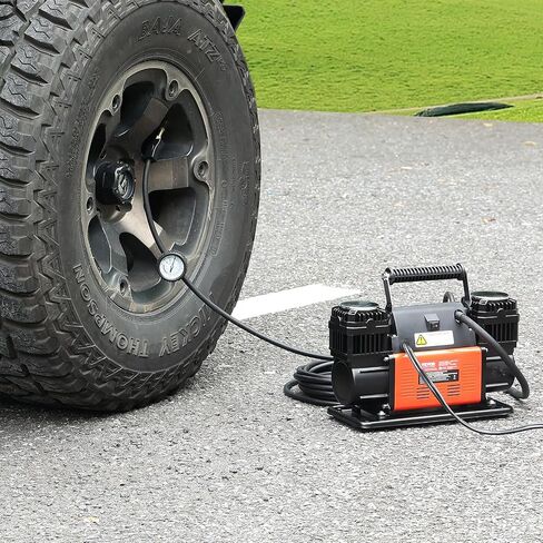 VEVOR 10.6 CFM Heavy Duty Air Compressor, 30s Fast Inflation | Dual-Cylinder Portable Tire Inflator, 12V 150PSI Offroad Air Pump with Adapters for Trucks Car SUV 4 x 4 Vehicle RV in Saudi Arabia