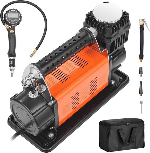 VEVOR 10.6 CFM Heavy Duty Air Compressor, 30s Fast Inflation | Dual-Cylinder Portable Tire Inflator, 12V 150PSI Offroad Air Pump with Adapters for Trucks Car SUV 4 x 4 Vehicle RV in Saudi Arabia