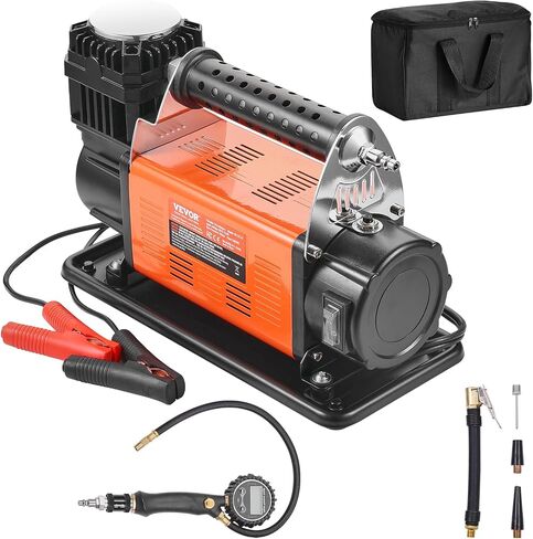 VEVOR 10.6 CFM Heavy Duty Air Compressor, 30s Fast Inflation | Dual-Cylinder Portable Tire Inflator, 12V 150PSI Offroad Air Pump with Adapters for Trucks Car SUV 4 x 4 Vehicle RV in Saudi Arabia