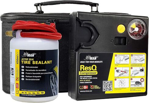 AIRMAN Flat Tire Repair Kit - ResQ 12V Compressor Tire Mobility Kit with Water Based Sealant in Kuwait