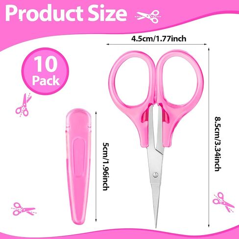 10Pcs Small Scissors All Purpose Stainless Steel Detail Scissors with Protective Cover Mini Detail Craft Scissors Straight Fine Tips Sewing Scissors Tiny Scissors for Embroidery Knitting Paper Cutting in Saudi Arabia