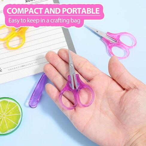 10Pcs Small Scissors All Purpose Stainless Steel Detail Scissors with Protective Cover Mini Detail Craft Scissors Straight Fine Tips Sewing Scissors Tiny Scissors for Embroidery Knitting Paper Cutting in Saudi Arabia