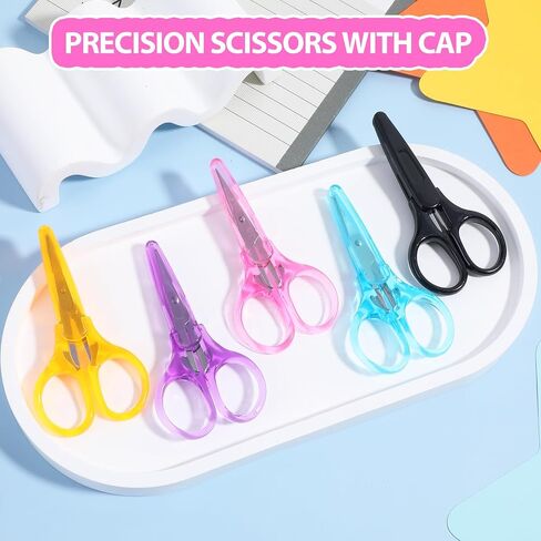 10Pcs Small Scissors All Purpose Stainless Steel Detail Scissors with Protective Cover Mini Detail Craft Scissors Straight Fine Tips Sewing Scissors Tiny Scissors for Embroidery Knitting Paper Cutting in Saudi Arabia