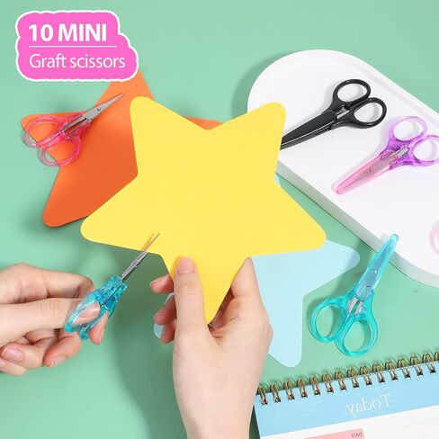 10Pcs Small Scissors All Purpose Stainless Steel Detail Scissors with Protective Cover Mini Detail Craft Scissors Straight Fine Tips Sewing Scissors Tiny Scissors for Embroidery Knitting Paper Cutting in Saudi Arabia