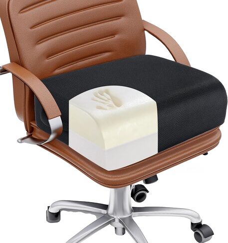 ROYALAY Thickened Chair Cushions, Seat Cushions for Office Chairs for Long Sitting, Memory Foam Booster Seat Cushion with Carry Handle for Trucks, Car, Office Chair, Home, Wheelchair(17x18x5,Black) in Saudi Arabia