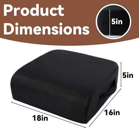 ROYALAY Thickened Chair Cushions, Seat Cushions for Office Chairs for Long Sitting, Memory Foam Booster Seat Cushion with Carry Handle for Trucks, Car, Office Chair, Home, Wheelchair(17x18x5,Black) in Saudi Arabia