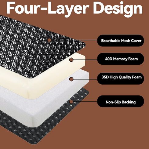 ROYALAY Thickened Chair Cushions, Seat Cushions for Office Chairs for Long Sitting, Memory Foam Booster Seat Cushion with Carry Handle for Trucks, Car, Office Chair, Home, Wheelchair(17x18x5,Black) in Saudi Arabia