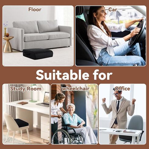 ROYALAY Thickened Chair Cushions, Seat Cushions for Office Chairs for Long Sitting, Memory Foam Booster Seat Cushion with Carry Handle for Trucks, Car, Office Chair, Home, Wheelchair(17x18x5,Black) in Saudi Arabia