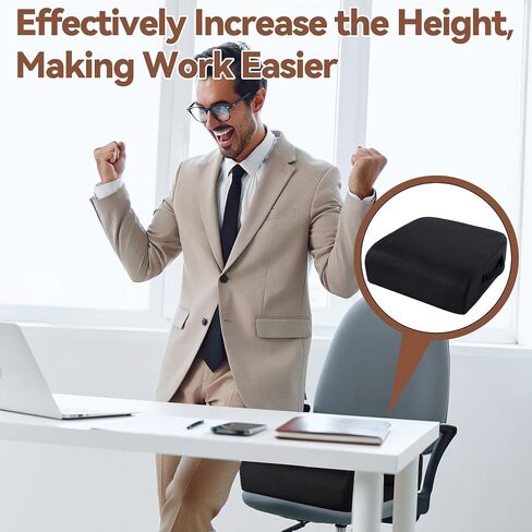 ROYALAY Thickened Chair Cushions, Seat Cushions for Office Chairs for Long Sitting, Memory Foam Booster Seat Cushion with Carry Handle for Trucks, Car, Office Chair, Home, Wheelchair(17x18x5,Black) in Saudi Arabia