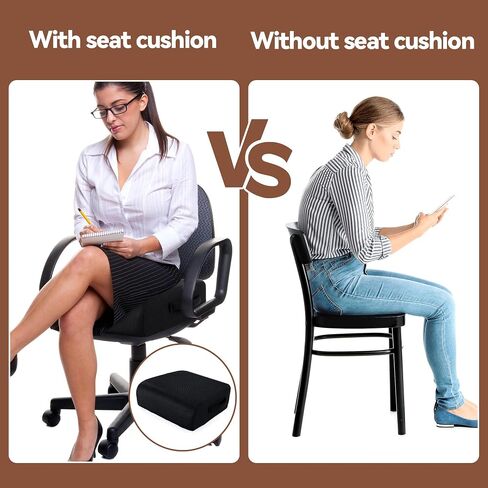 ROYALAY Thickened Chair Cushions, Seat Cushions for Office Chairs for Long Sitting, Memory Foam Booster Seat Cushion with Carry Handle for Trucks, Car, Office Chair, Home, Wheelchair(17x18x5,Black) in Saudi Arabia