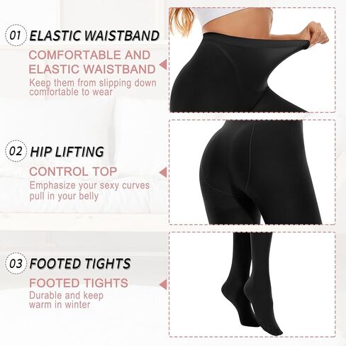 Century Star 2 Pairs Womens Tights Opaque Ballet Dance Tights Stockings for Women Pantyhose High Waist 80D Control Top Nylons in Saudi Arabia