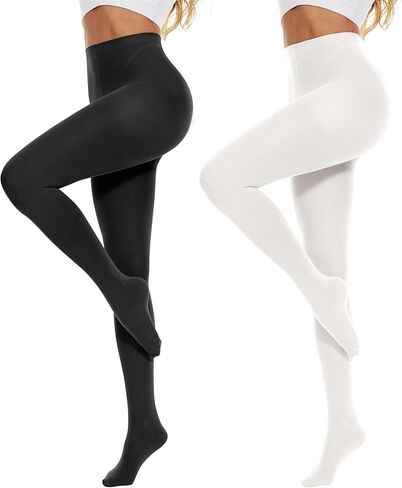 Century Star 2 Pairs Womens Tights Opaque Ballet Dance Tights Stockings for Women Pantyhose High Waist 80D Control Top Nylons in Saudi Arabia