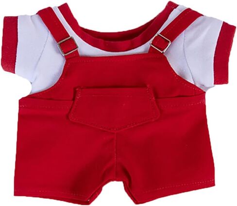 20cm Plush Doll Clothes Plushie Clothes T-Shirt + Overall Pant for 7.8 inches Doll Clothing (Red) in Kuwait