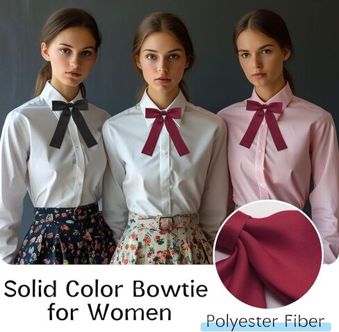 Bow Ties for Women, Womens Bow Tie Solid Color Clip on Bowties for Women Girls School Uniform Shirt Wedding Party in Kuwait