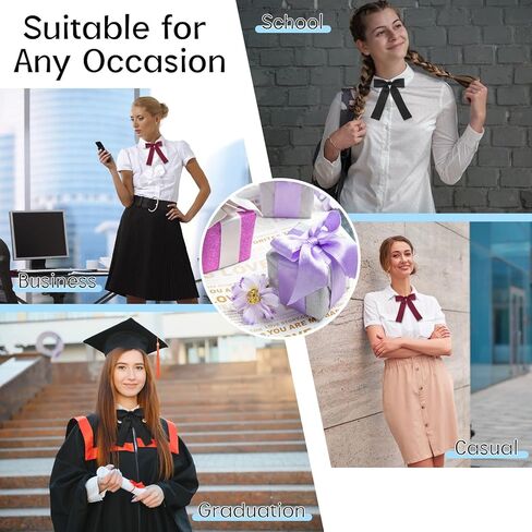 Bow Ties for Women, Womens Bow Tie Solid Color Clip on Bowties for Women Girls School Uniform Shirt Wedding Party in Kuwait