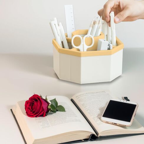 Pen Holder for Desk, 360-Degree Rotating Desk Organizers and Accessories, Cute Pen Cup with 5 Slots for Office, Makeup Table and Art Supply Use(Pink) in Saudi Arabia