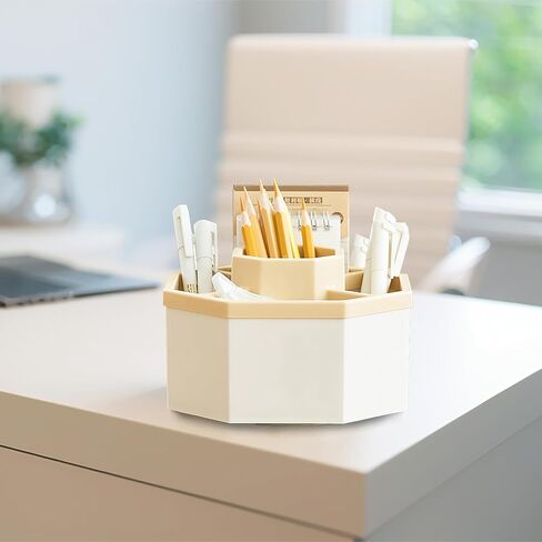 Pen Holder for Desk, 360-Degree Rotating Desk Organizers and Accessories, Cute Pen Cup with 5 Slots for Office, Makeup Table and Art Supply Use(Pink) in Saudi Arabia